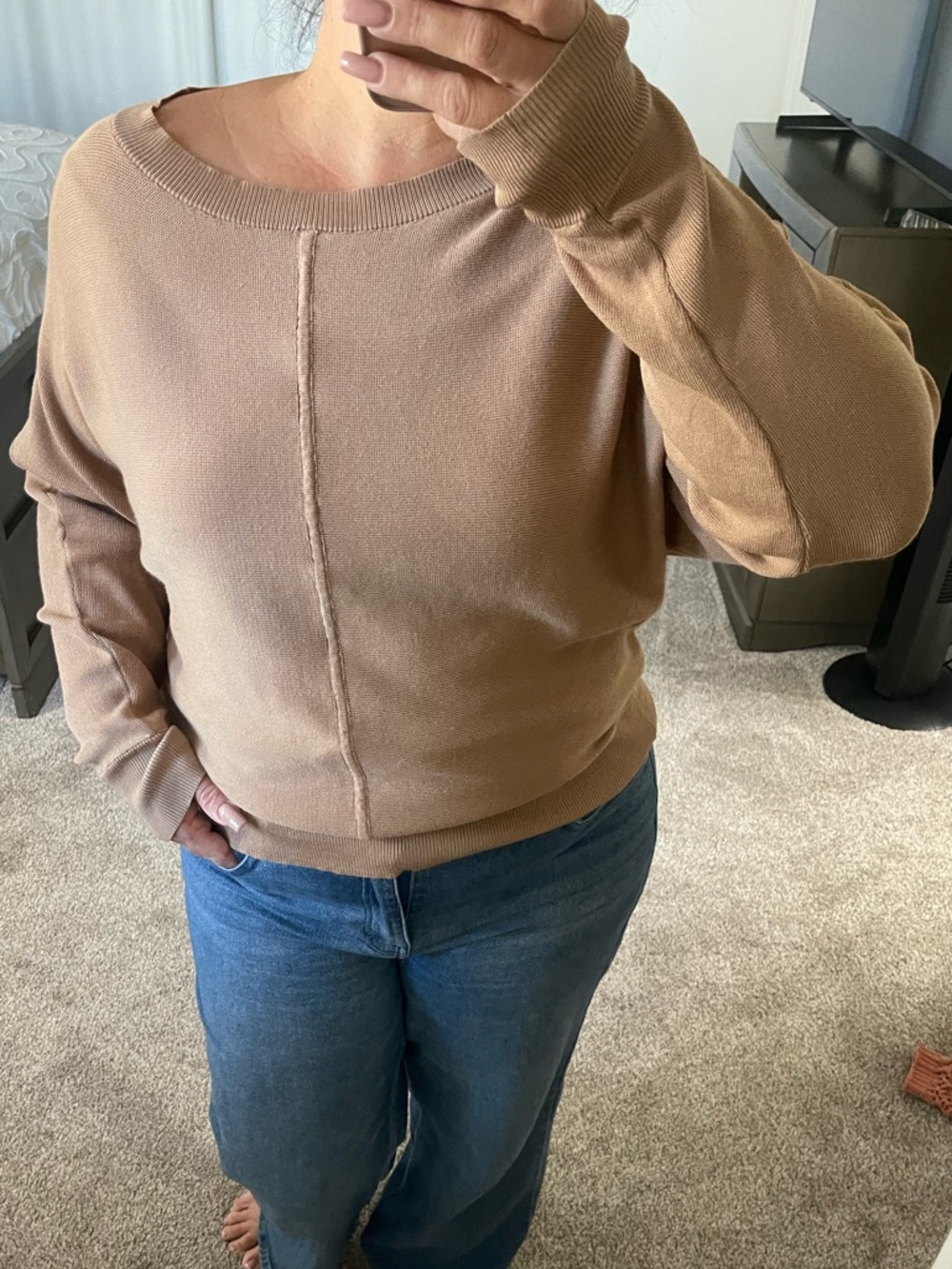 Philosophy Soft Camel Crewneck Sweater with Center Seam